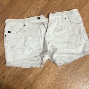 White distressed Denim Shorts
